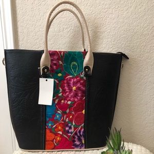 COPY - NEW  Mexican Embroidered Leather Bag.